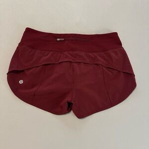 Burgundy Lululemon Speed Up Shorts 2.5"